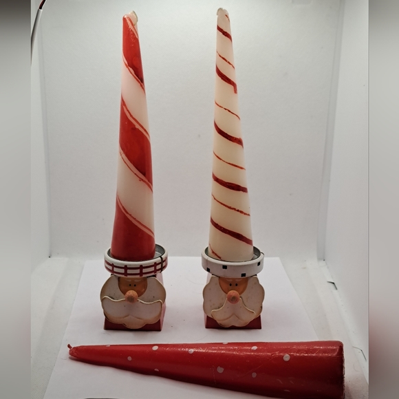 Two Vintage Santa candle holders with tapered candles - Picture 1 of 9